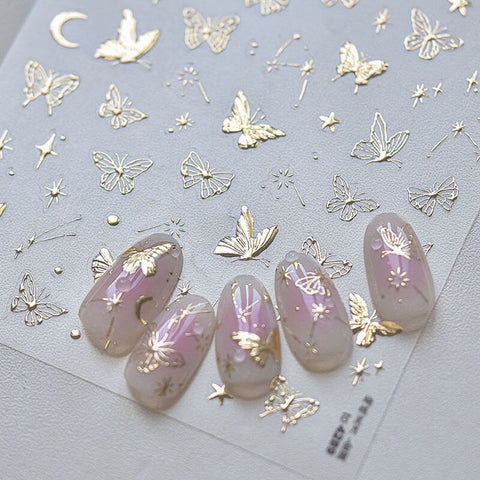 Gold Butterfly Nail Stickers, Gold Butterfly Nail Decals, Gold Nail Art Stickers, Butterfly Stickers, Manicure Sticker, DIY Nails