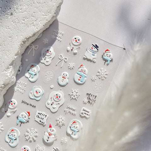 Winter Snowman Nail Stickers, Snowman Nail Decals, Winter Nail Art, Snow Stickers, Winter Manicure, Snowman Nail Art Stickers, DIY Nails