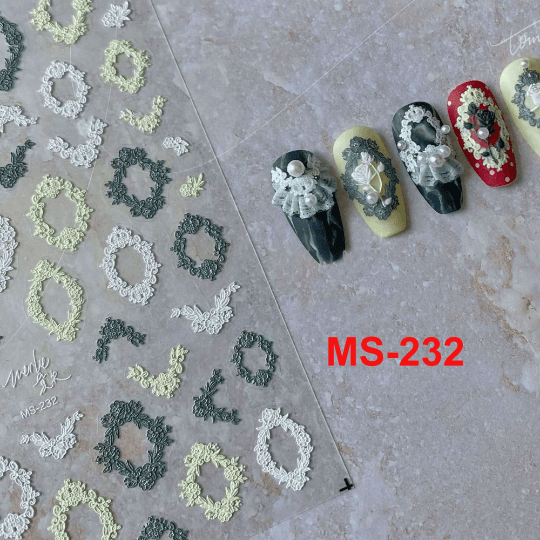 Lace Frame Nail Stickers, Frame Nail Decals, Lace Nail Design, Nail Decal Art, Embossed Nail Stickers, One Sheet - Miss Fairy Nails