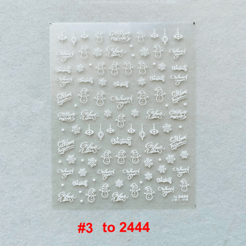White Christmas Nail Stickers, White Winter Nail Stickers, Snowman Nail Decals, Winter Nail Decals, DIY Nails, 5D Embossed, 1 Sheet - Miss Fairy Nails