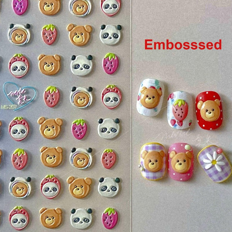 kawaii bear nail stickers-tomoni nail stickers