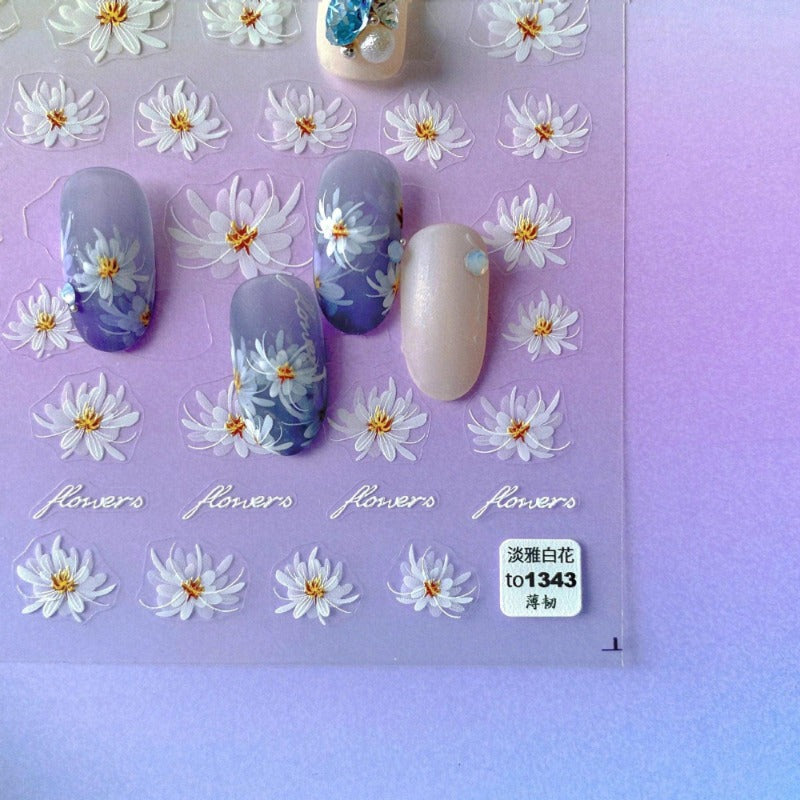 Flower Naiil Stickers, Flower Nail Decals, 3D Nail Stickers, Nail Art, DIY Nails - Miss Fairy Nails