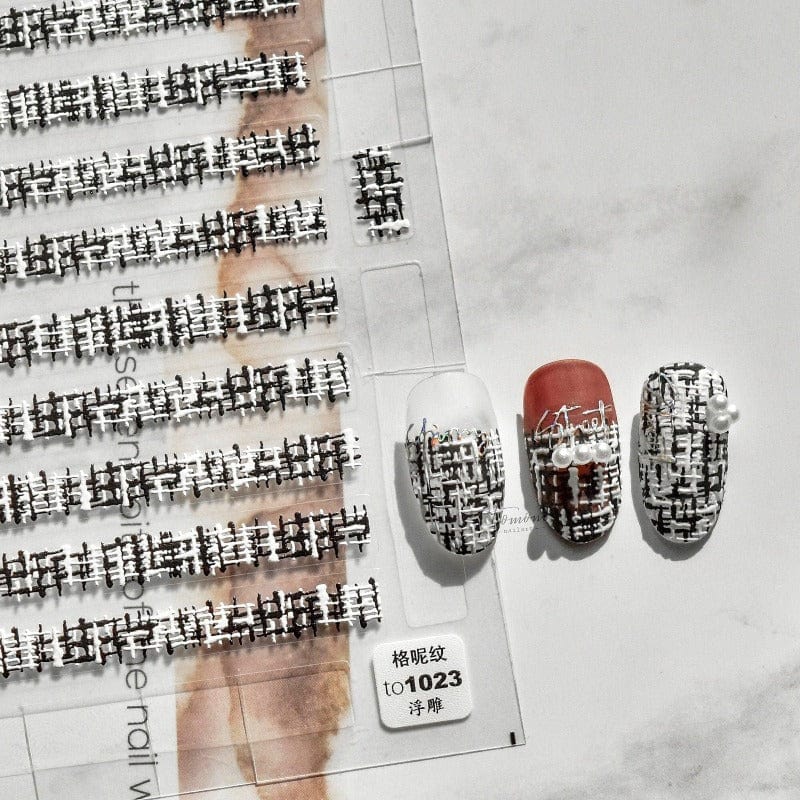 Plaid Pattern Nail Stickers, Winter Nail Stickers, Winter Nail Art, Nail Decals, 5D Embossed, DIY Nails - Miss Fairy Nails